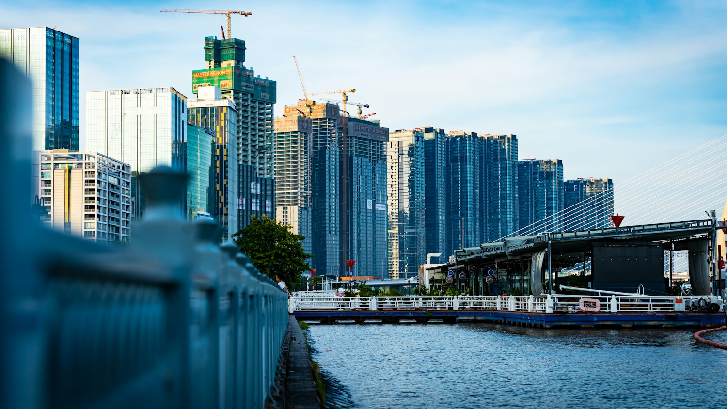 Modern buildings overlooking the Saigon River in Ho Chi Minh City